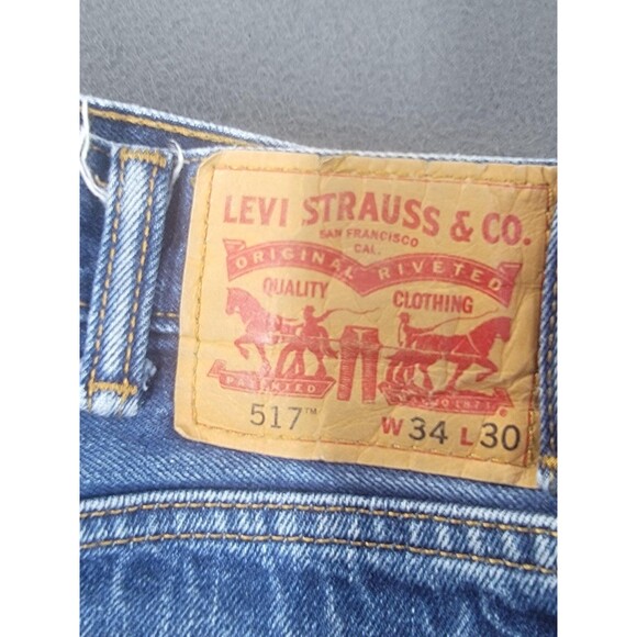 Levis 517 Jeans Mens 34x30 Blue Denim Bootcut Five Pocket Zip Fly Classic Fit - Picture 12 of 14